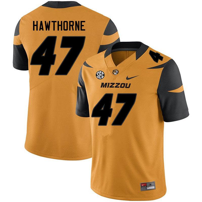 Men #47 Daniel Hawthorne Missouri Tigers College Football Jerseys Sale-Yellow